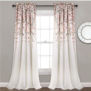 Floral Pink and White Curtains